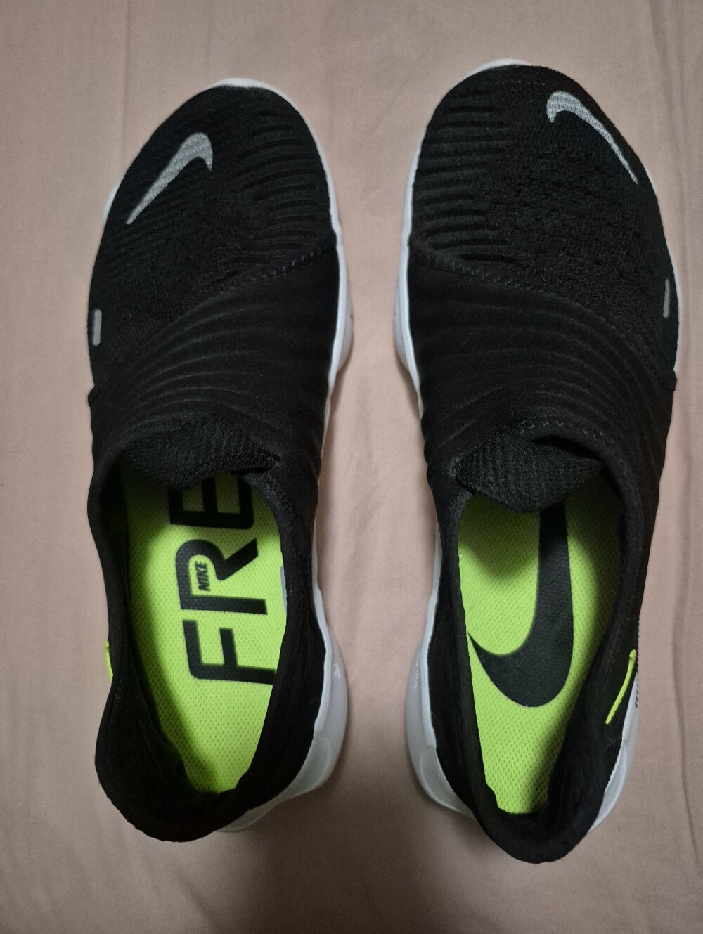 Nike Free RN Slip-On Running Shoes in Black & Neon Yellow